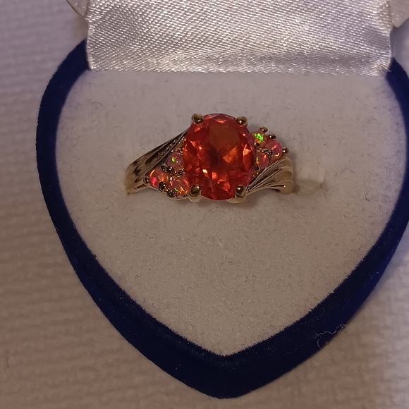 5.3ct. Natural orange sapphire gold ring - Picture 14 of 17
